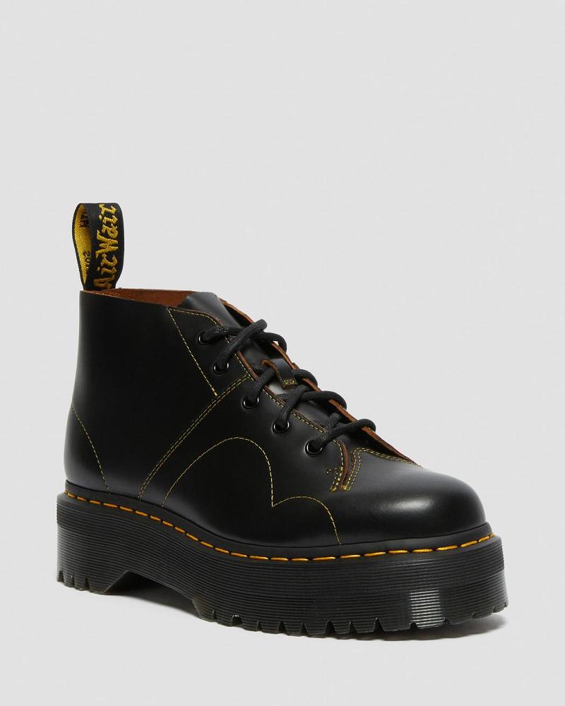 Black Men\'s Dr Martens Church Platform Monkey Boots | CA 548AHK